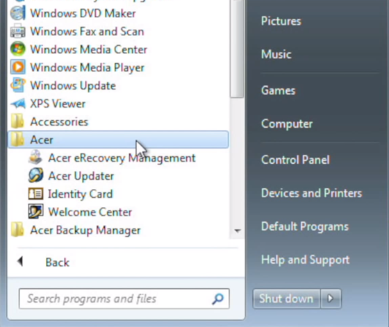 Gateway Recovery Management Windows 7